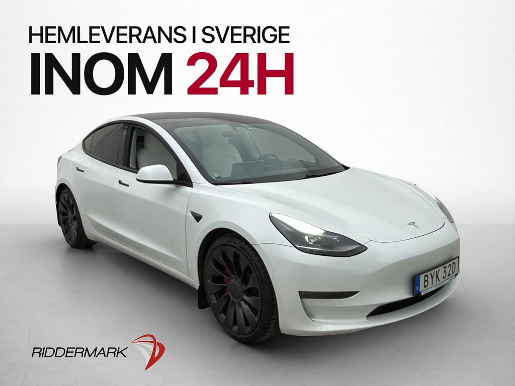 Tesla Model 3 Performance Ljus Interiör Svensksåld