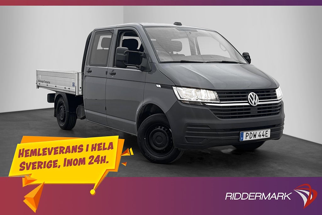 Volkswagen Transporter Dubbelhytt FLAKBIL Värm 6-Sits MOMS