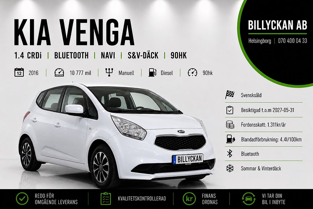 Kia Venga 1.4 CRDi Bluetooth | Navi | S&V-Däck | 90hk