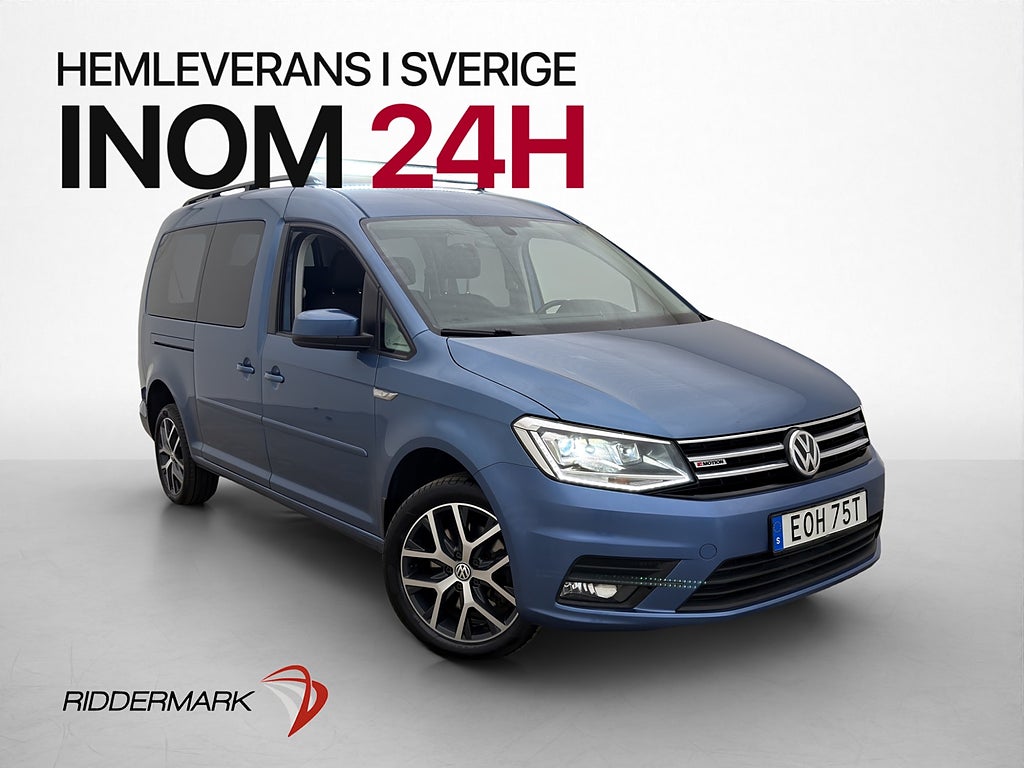 Volkswagen Caddy Maxi Life 4M Värm Drag Kamera 7-Sits 1-Bruk