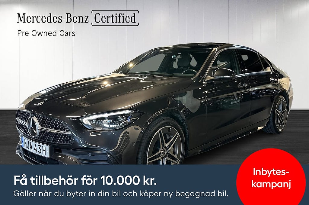 Mercedes-Benz C300 e AMG Panorama Dragkrok Distronic Carplay Keyless Moms