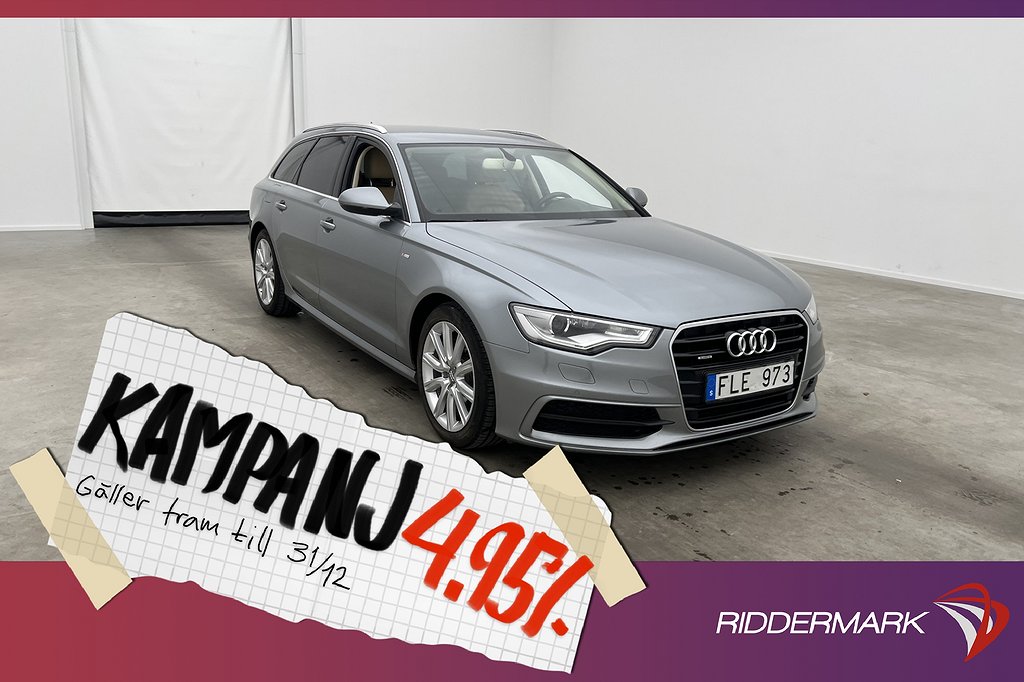 Audi A6 TDI Q 245hk S-Line Sensorer Navi Skinn 4,95% Ränta