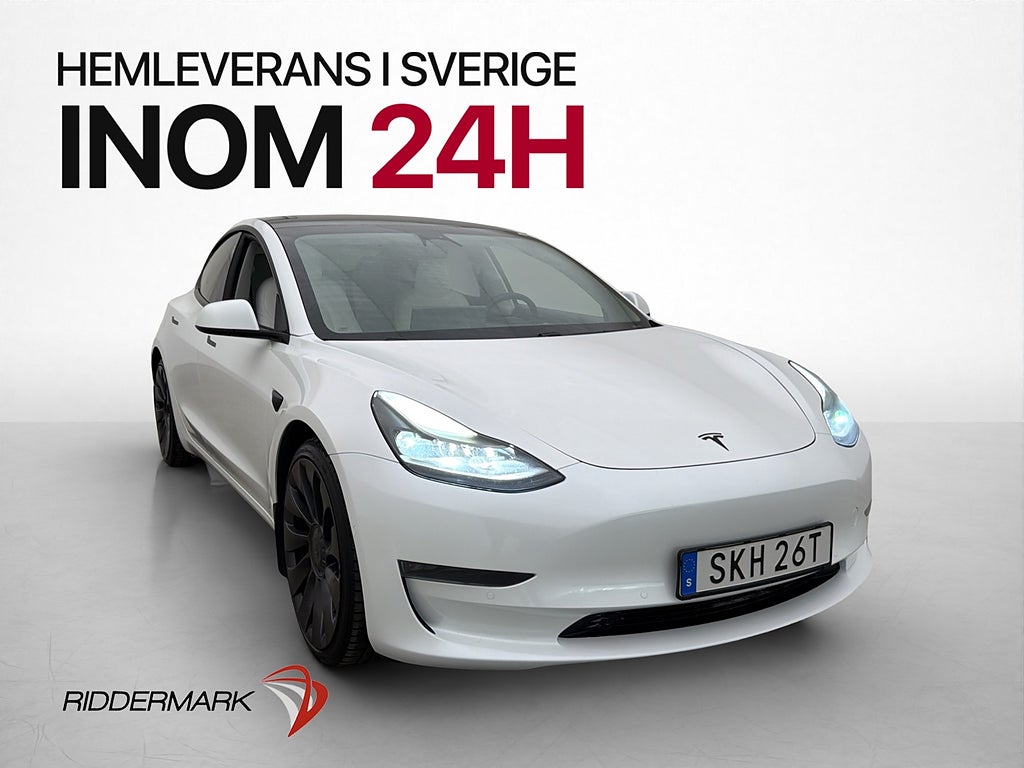 Tesla Model 3 Performance AWD Värm Autopilot Ljus interiör