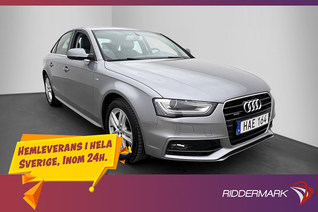 Audi A4 Sedan 2.0 TDI Quattro 190hk S-Line Sensorer 0,5l/mil