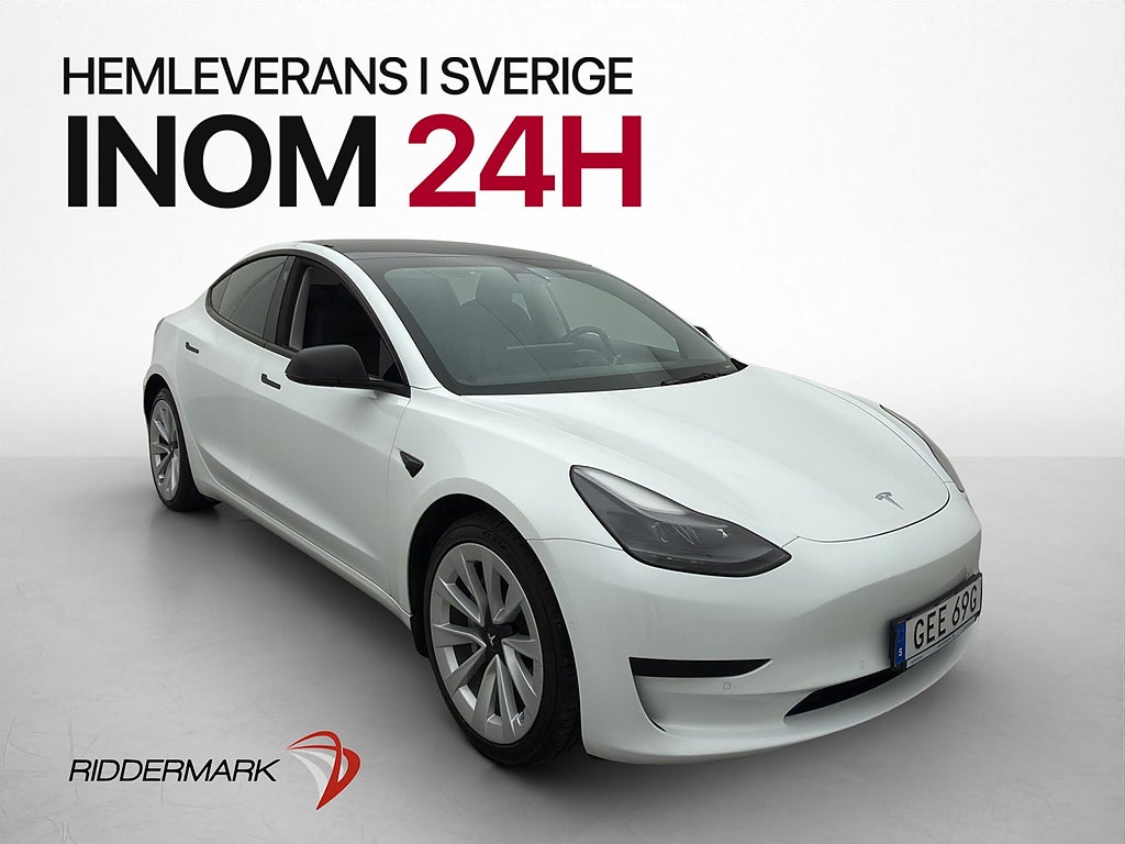 Tesla Model 3 Standard Range 325hk Kamera Pano Svensksåld