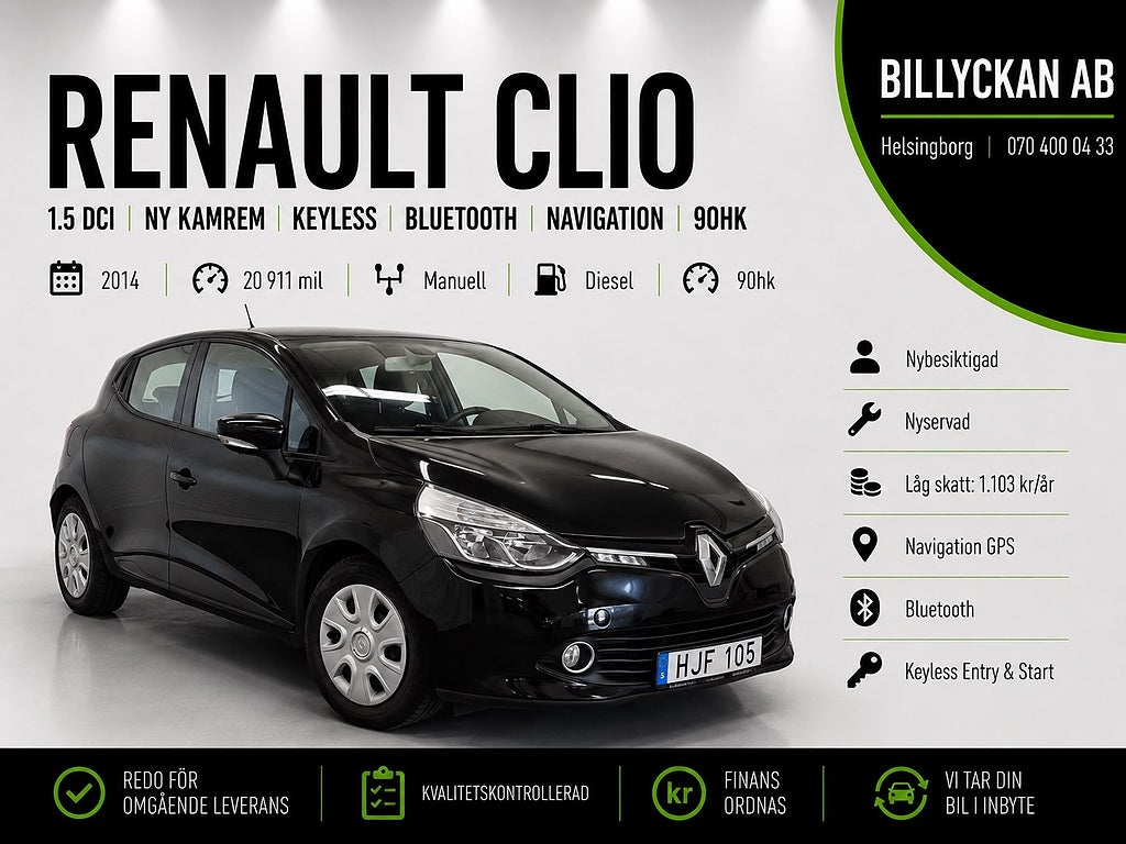 Renault Clio 1.5 dCi |Ny Kamrem|Keyless|Bluetooth|Navigation|90hk