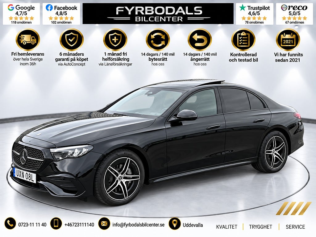 Mercedes-Benz E 220 D 4MATIC AMG HYPER-SCREEN PANORAMA Nypris 865.400kr 2024 hos Fyrbodals Bilcenter i Uddevalla