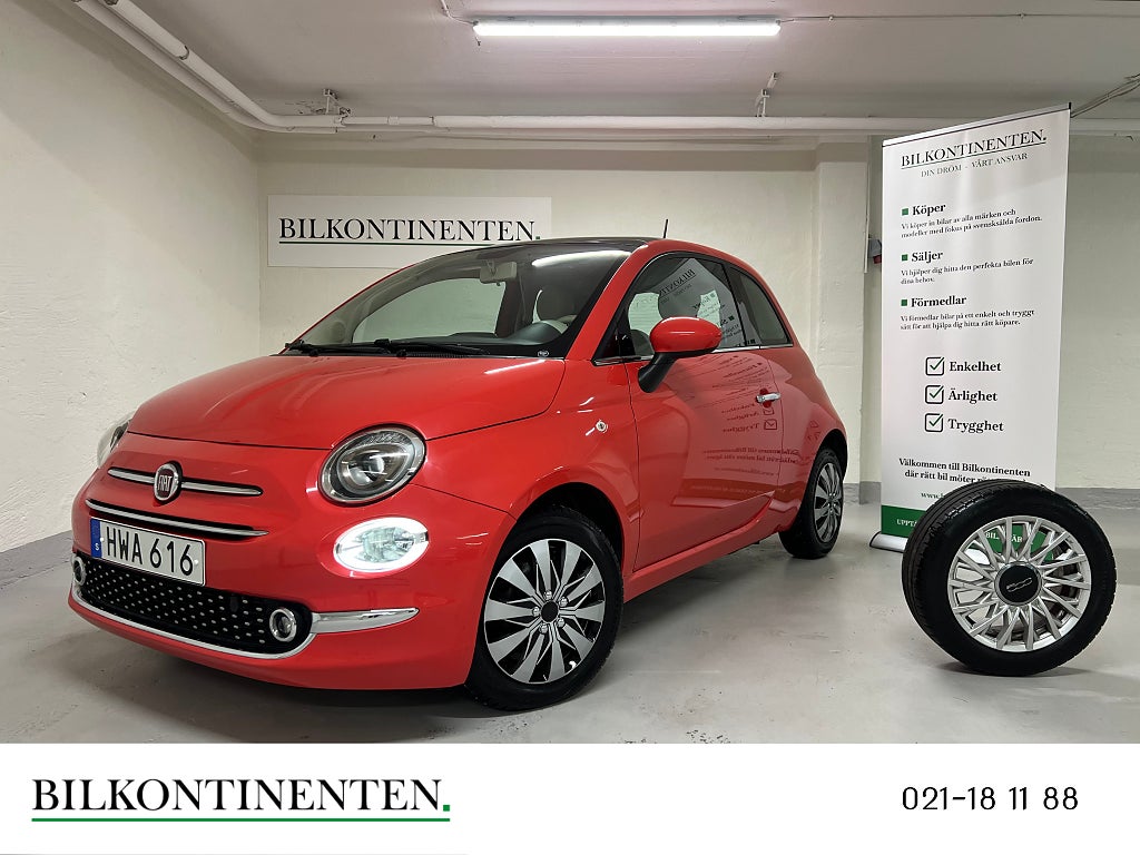 Fiat 500 1.2 Lounge Pano M&K-Värm Sensorer LÅGMIL S&V-Hjul