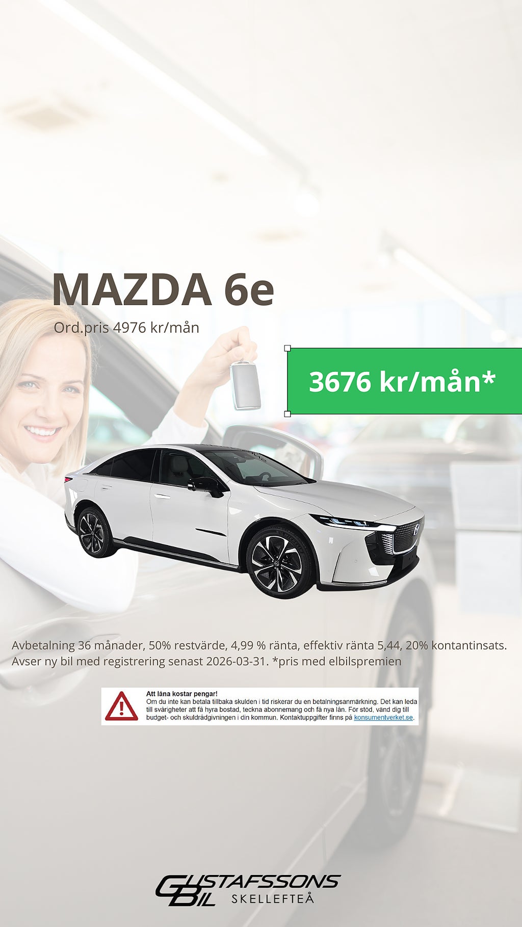 Mazda 6e Takumi 68,8kWh | 0% Ränta + 50.000kr rabatt