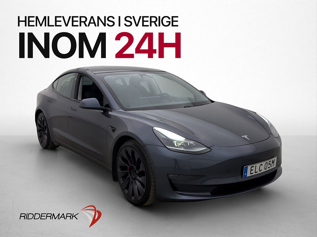 Tesla Model 3 Performance 513hk AWD Pano Autopilot Svenksåld