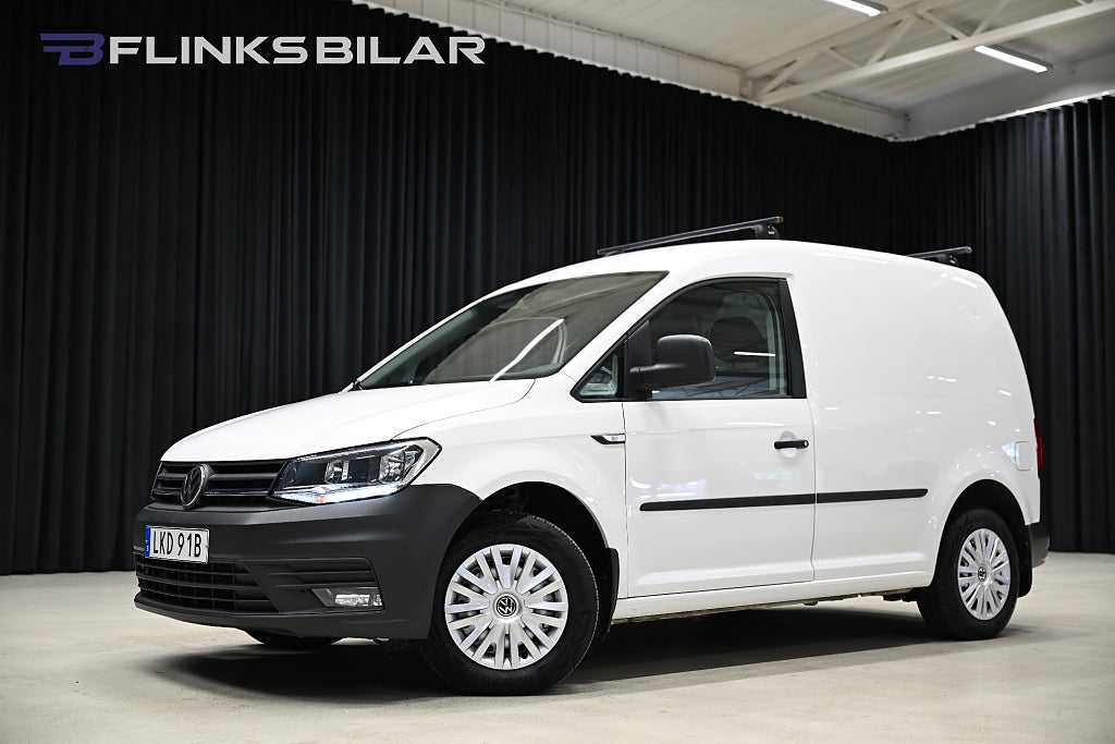 Volkswagen Caddy 102HK Inredd|Dubbelgolv|Drag|Värmare|Lågmil|M/K-Värmare