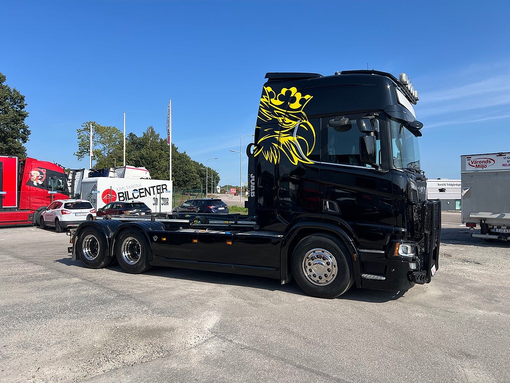 Scania R650 V8 6x4 Tandem Lastväxlare, Kranflak & Liftdumper, Euro 6