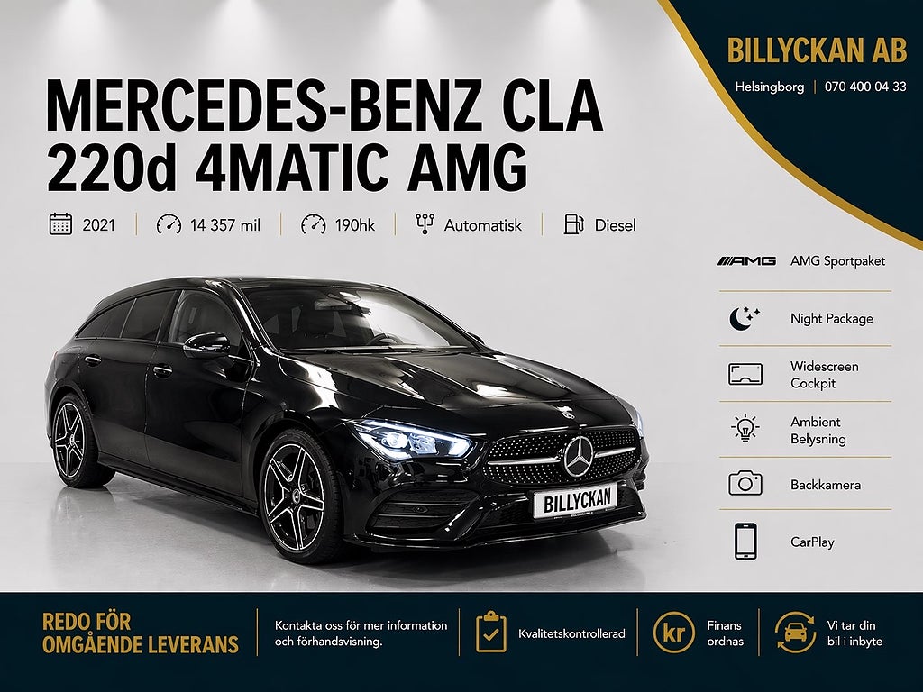 Mercedes-Benz CLA 220 d 4Matic|AMG|Kamera|CarPlay|Widescreen|GPS|190hk