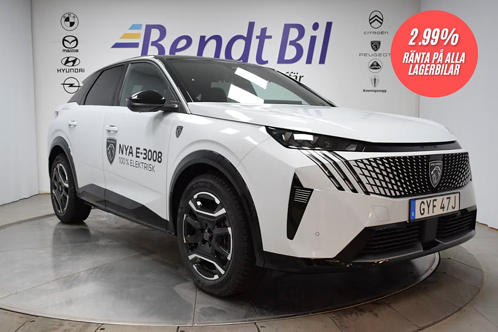 Peugeot E-3008 GT ink vinterhjul, 523km Räckvidd, KAMPANJRÄNTA 2,99%