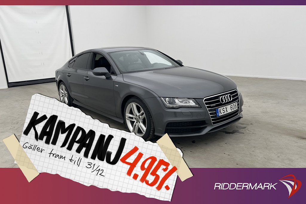 Audi A7 TDI V6 Quattro 204hk S-Line Taklucka Bos 4,95% Ränta