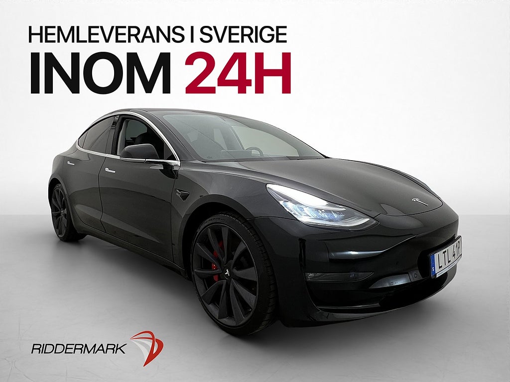 Tesla Model 3 Performance AWD 513hk  Pano AP Kamera Skinn
