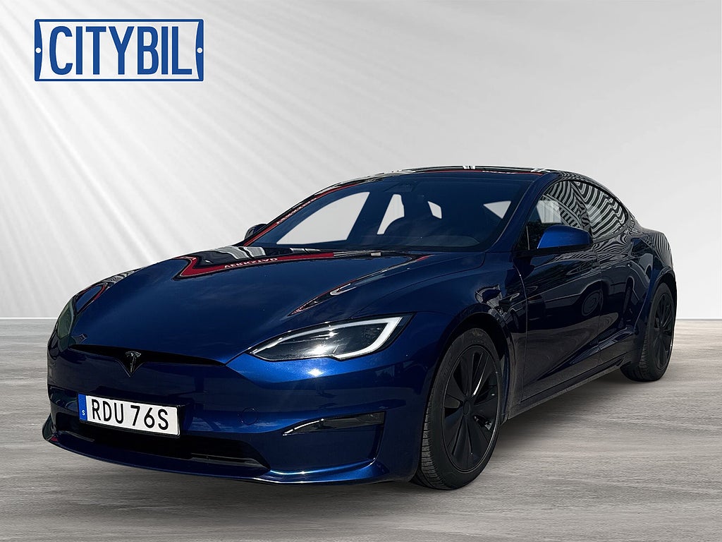Tesla Model S Long Range AWD 670hk - 1 ägare - Deep Blue - Yoke