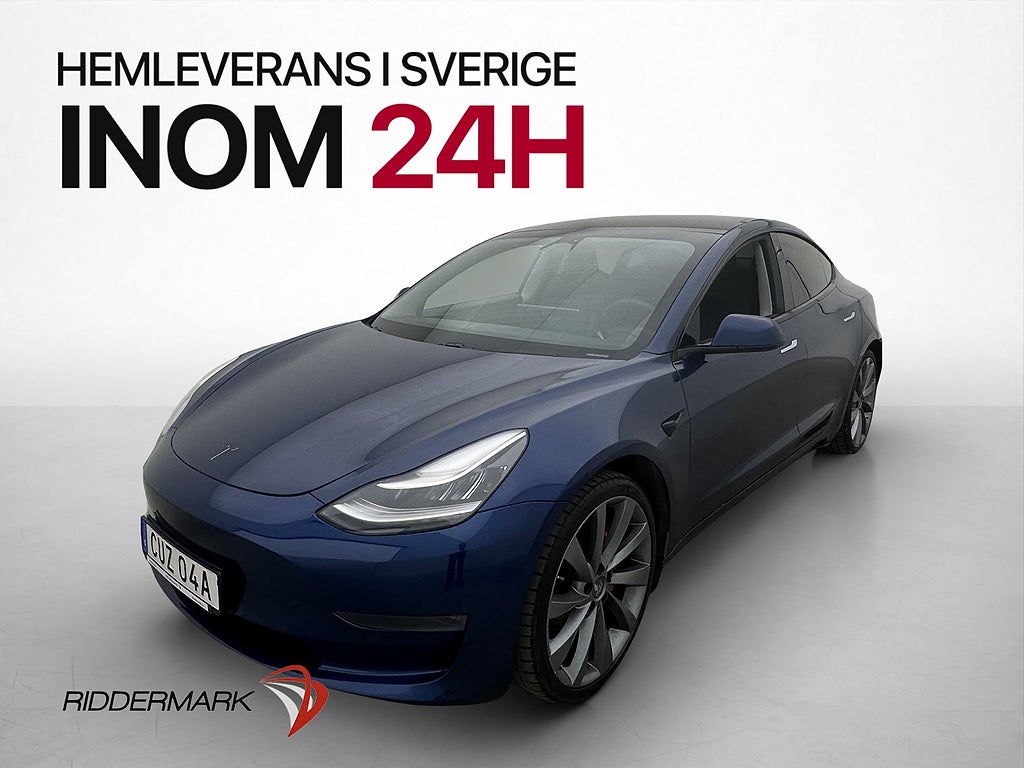 Tesla Model 3 Performance Panorama Kamera Skinn Svensksåld