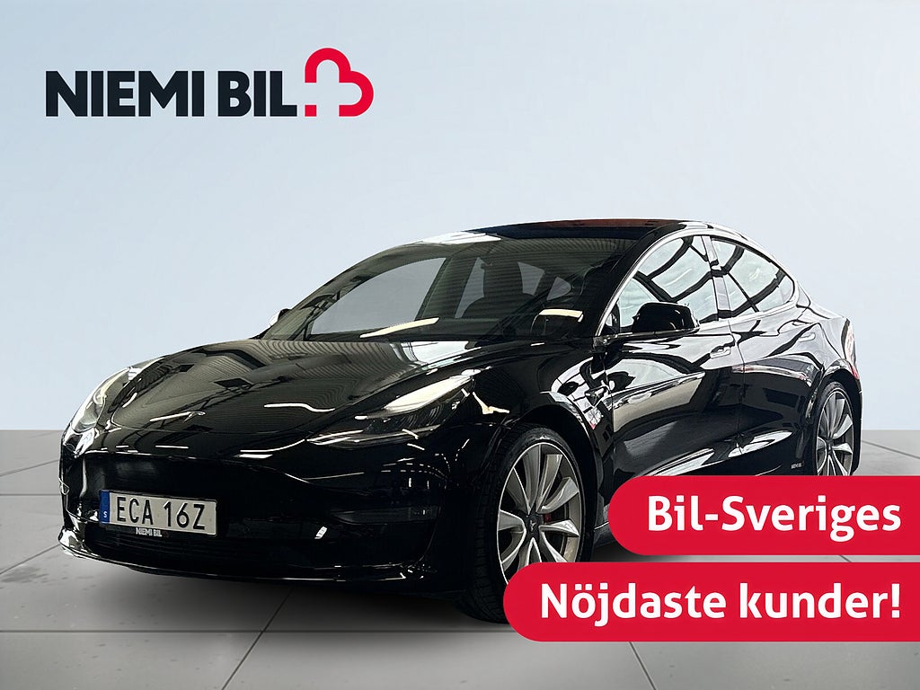 Tesla Model 3 Performance 513 hk AWD S&V-hjul/Kamera/Pano/Navi/Pvärm