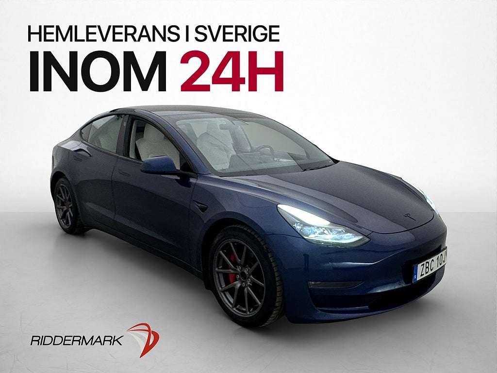 Tesla Model 3 Long Range AWD 440hk Kamera Pano Svensksåld