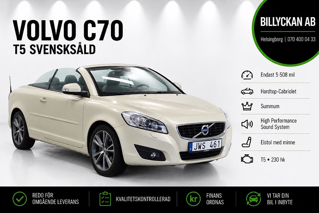 Volvo C70 T5 Geartronic Summum | Vanilla Pearl |Svensksåld|230hk