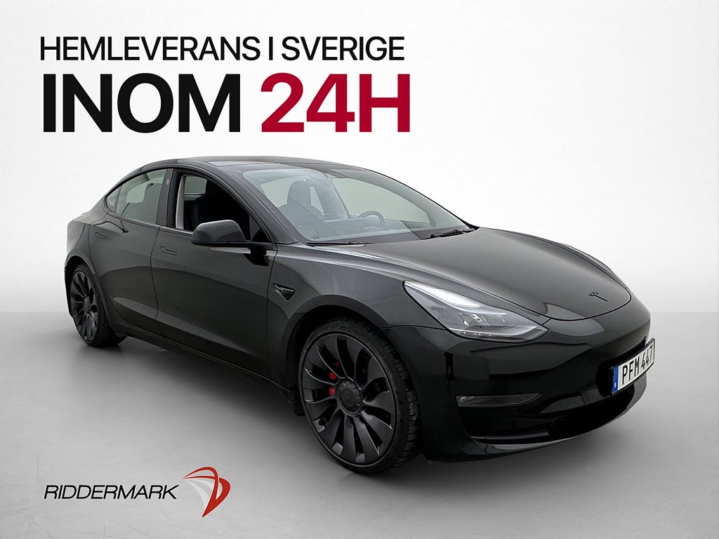 Tesla Model 3 Performance AWD Skinn Autopilot Svensksåld