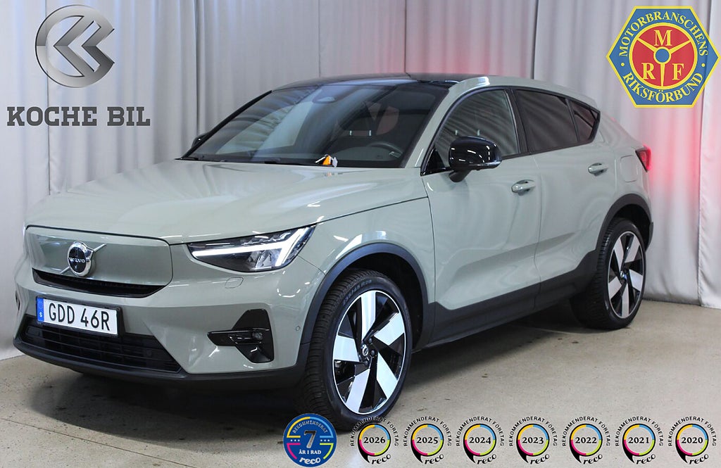 Volvo C40 Recharge Ultimate, Räckvidd 433km, Sage Green, Drag