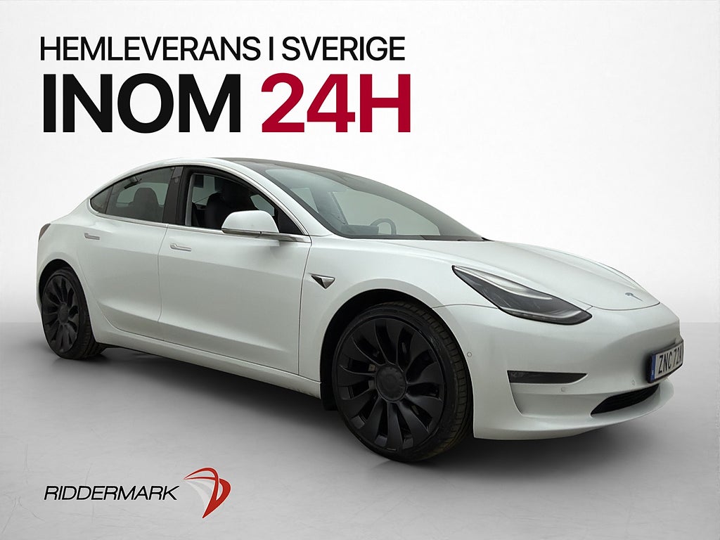 Tesla Model 3 Long Range AWD Autopilot Dragkrok Svensksåld