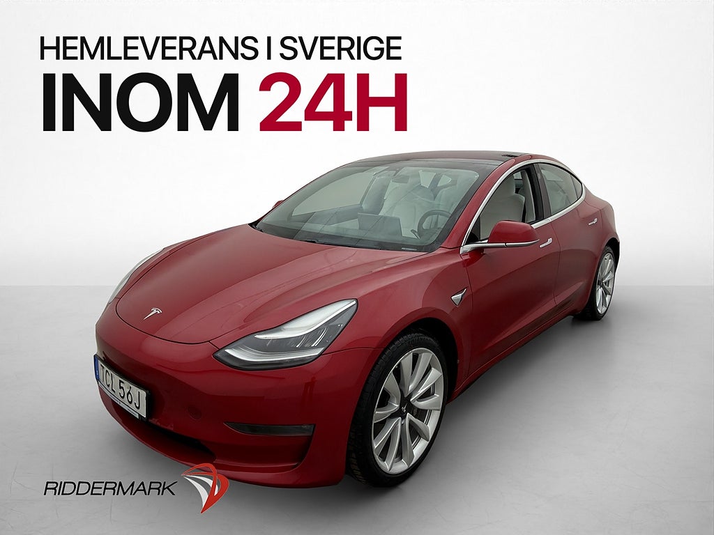 Tesla Model 3 Long Range AWD Autopilot Ljus-Interiör MOMS