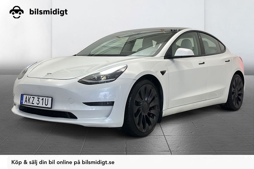 Tesla Model 3 Performance AWD AP Pano Premiumljud Moms 513hk