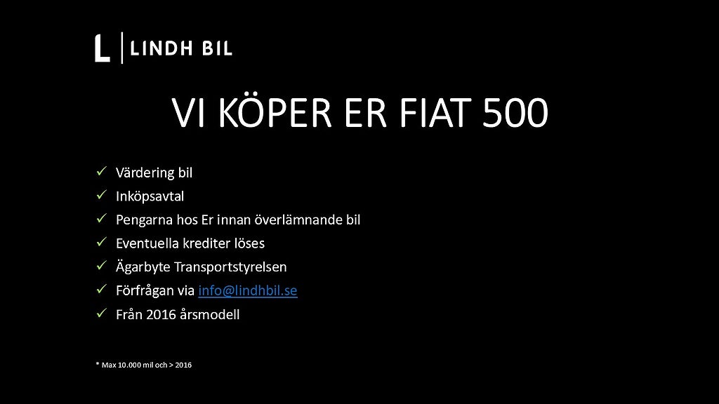 Fiat 500 HYBRID MHEV 70HK 6VXL DOLCEVITA PANORAMA | SÅLD