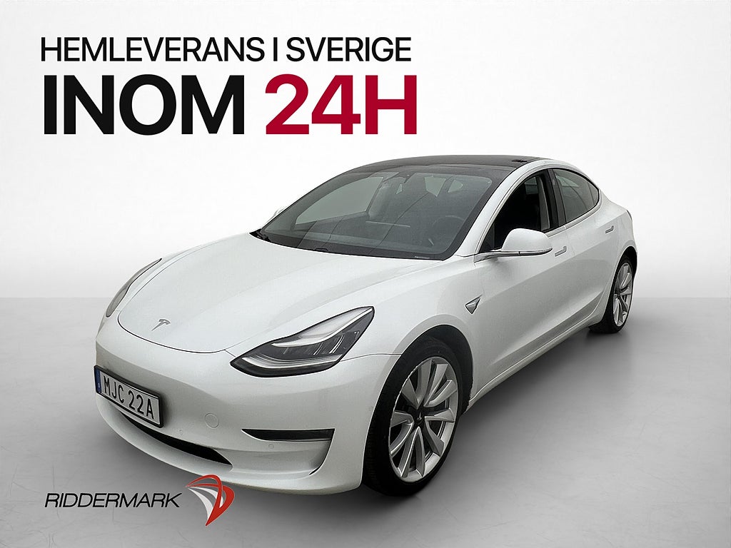 Tesla Model 3 Long Range AWD 440hk Kamera Pano Svensksåld