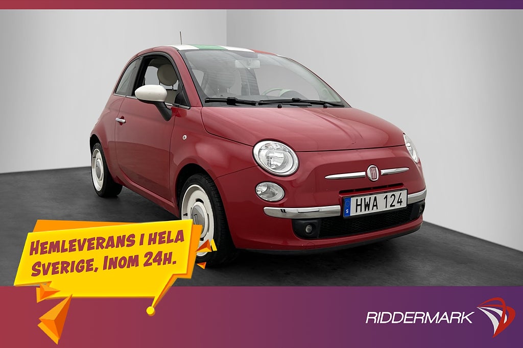 Fiat 500 1.2 8V 69hk Lounge Skinnklädsel Bluetooth Låg-Skatt