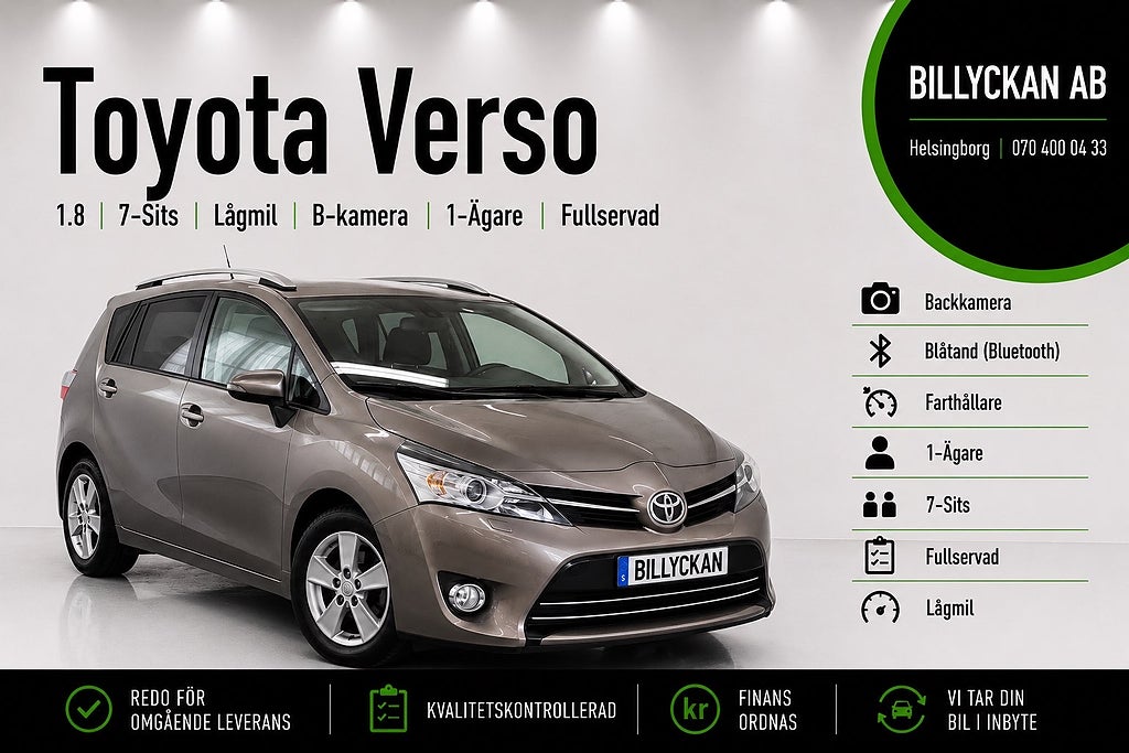 Toyota Verso 1.8 | 7-Sits | Lågmil | B-kamera | 1-Ägare | Fullservad