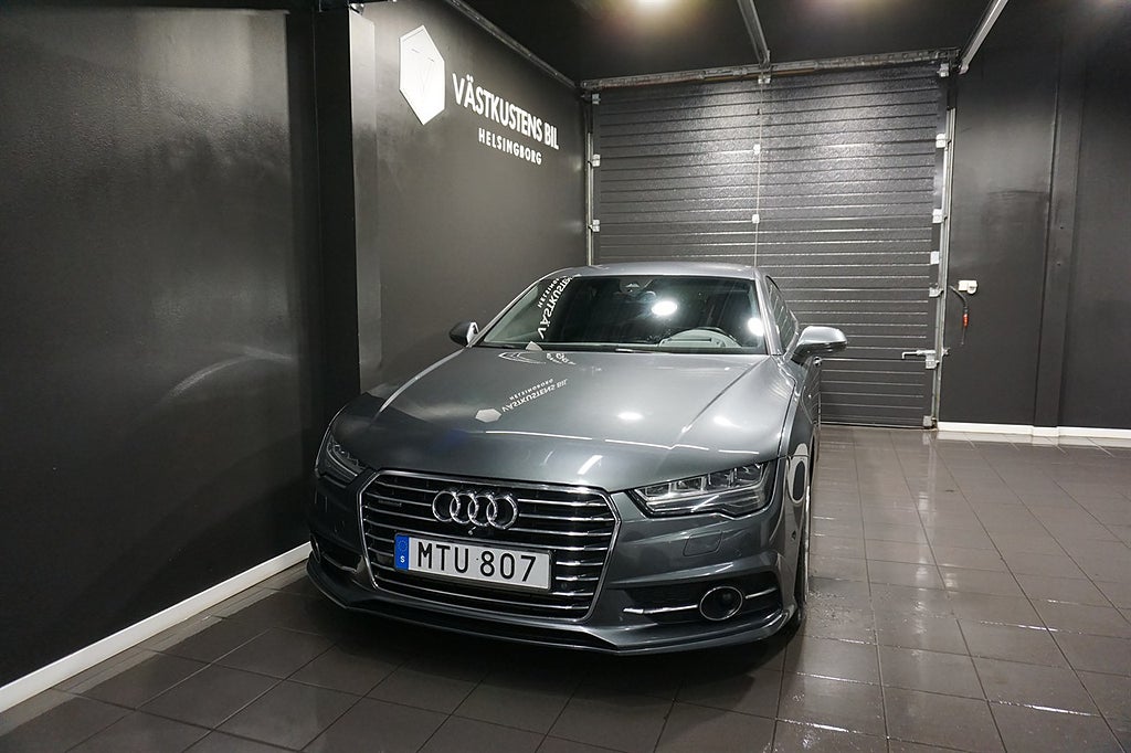 Audi A7 3.0 TDI V6 Quattro S Tronic, S-Line, 1 Ägare, HUD, M-värm, Navi 