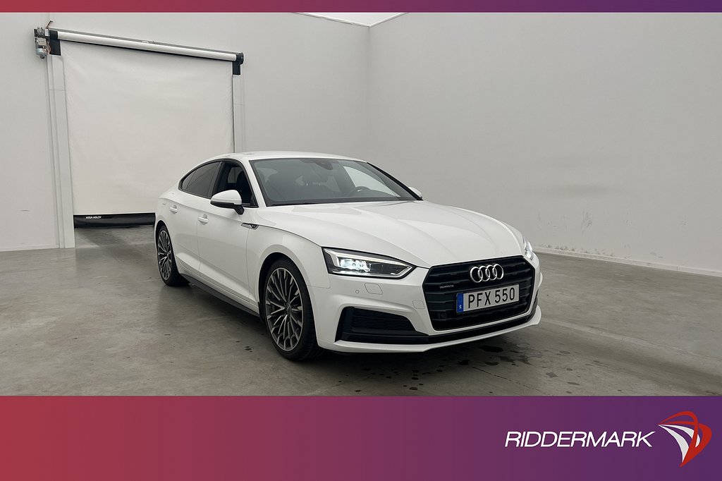 Audi A5 Sportback Quattro 190hk S-Line Svart-Optik Halvskinn