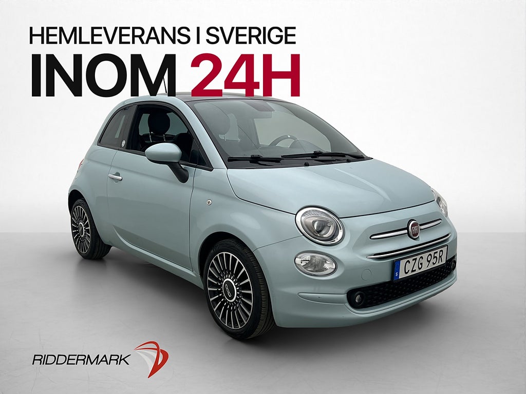 Fiat 500 Lounge 70hk Glastaklucka Sensorer Bluetooth
