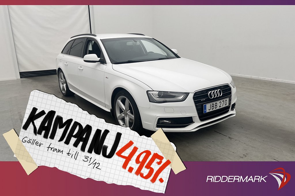 Audi A4 Avant TDI Quattro 190hk S-Line PSensorer 4,95% Ränta