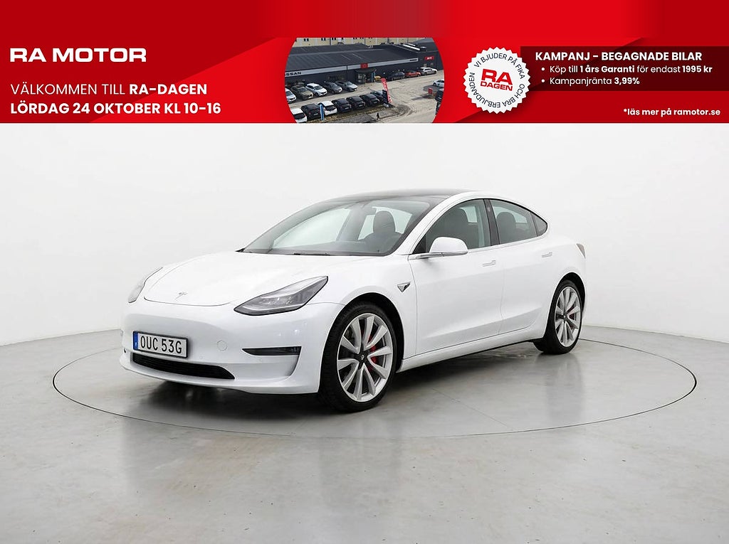 Tesla Model 3 Performance 513hk AWD | Pano | Skinn | Kamera | AP 2019