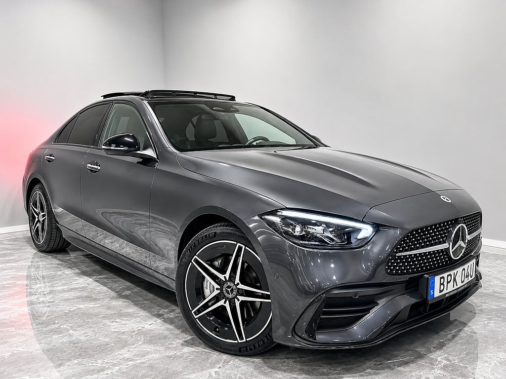 Mercedes-Benz C 300 e AMG/GPS/Burmester/360°/Värmare/Panorama/MOMS