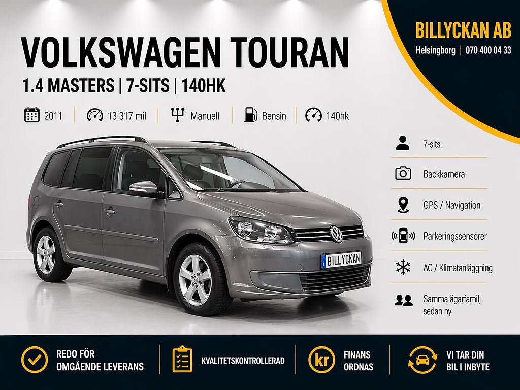Volkswagen Touran 1.4 Masters|7-sits |B-kamera |GPS |P-sensorer|140hk