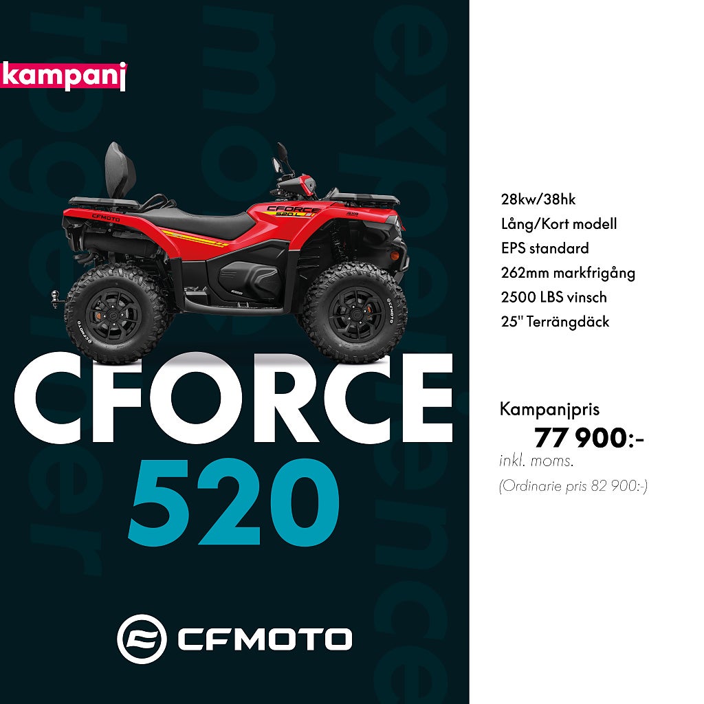 CFMOTO C FORCE 520 EPS LÅNG MODELL SUPERPRIS +PLOGKAMPANJ