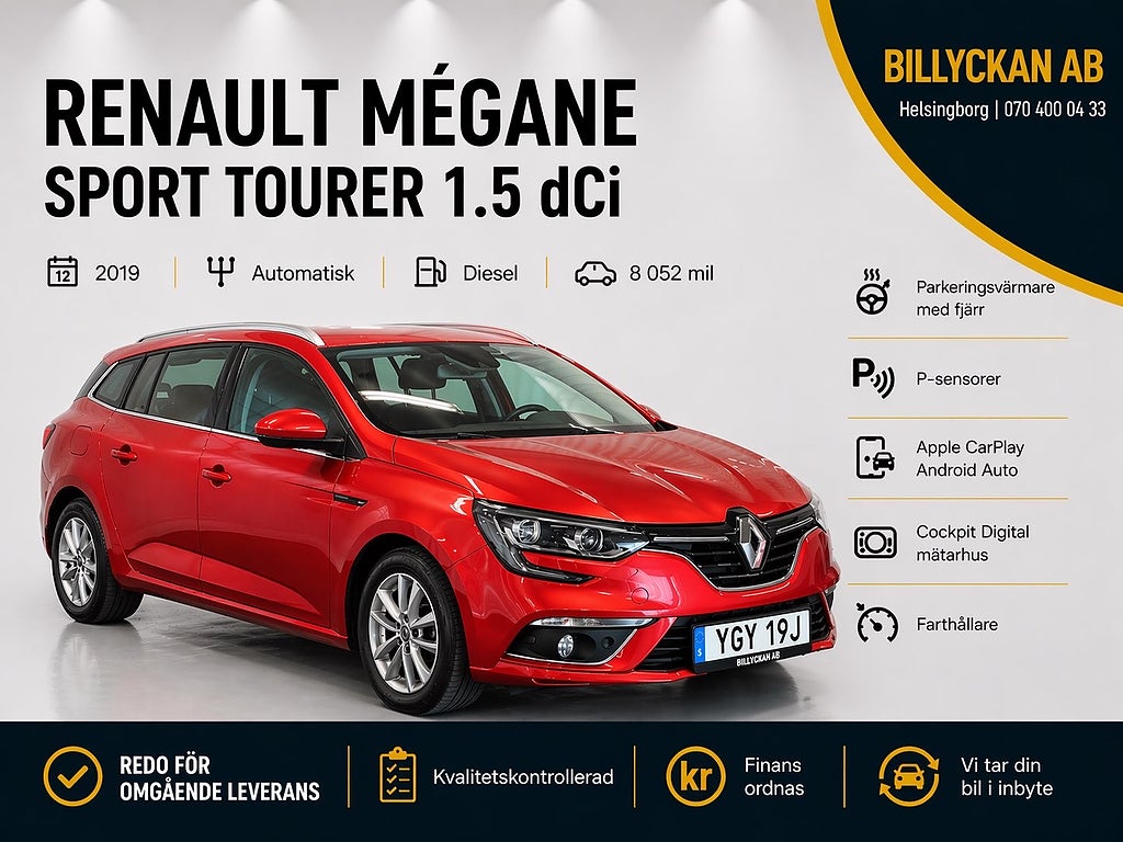 Renault Mégane Sport Tourer 1.5 dCi|P-Värmare|CarPlay|Lågmil115hk