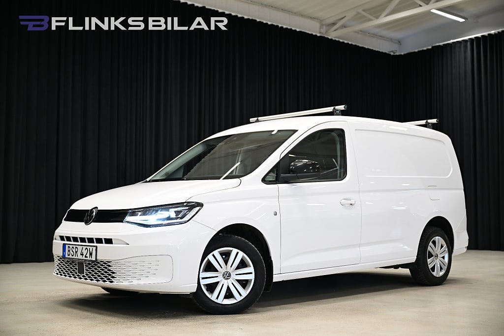 Volkswagen Caddy Maxi DSG 122HK Nedlackad|LED|Inredd|Drag|Värmare|Backkamera