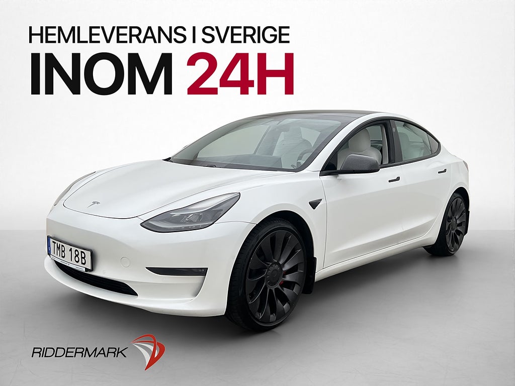 Tesla Model 3 Performance Ljus Interiör Svensksåld