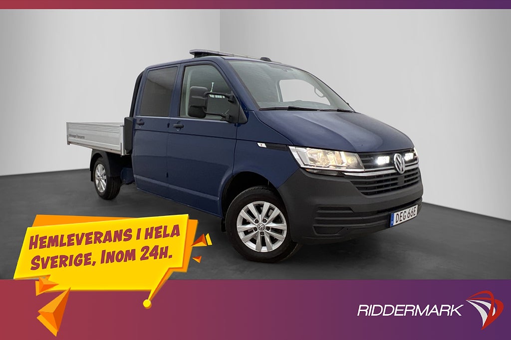 Volkswagen Transporter Dubbelhytt FLAKBIL Värm CARPLAY Moms