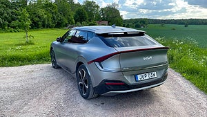 Kia EV har ett batteri på 77,4 kWh, och har en räckvidd på upp till 50,6 mil enligt WLTP. Foto: Anders Nilsson