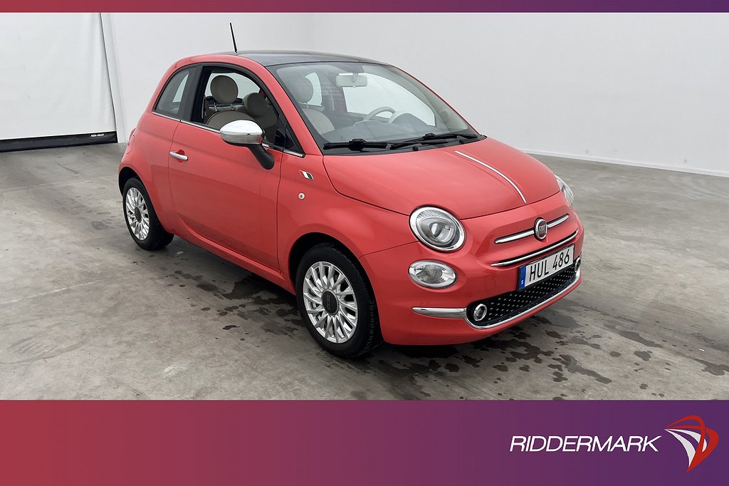 Fiat 500 1.2 8V 69hk Lounge Panorama Sensorer Halvskinn