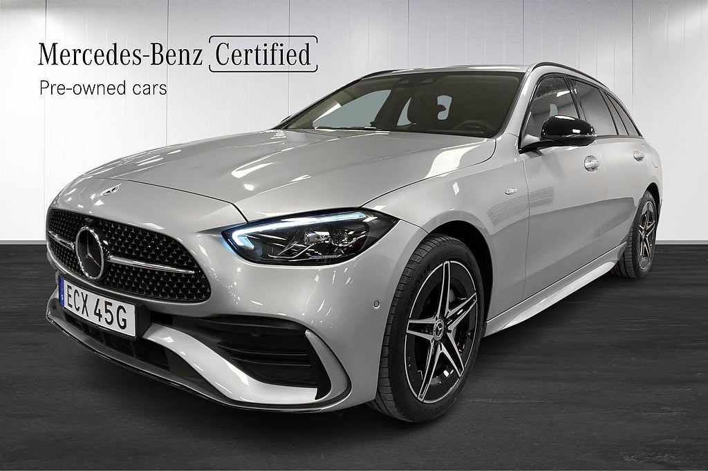 Mercedes-Benz C300 e 300 e AMG Nightpack Drag Läderklädsel Navi Värmare Dist