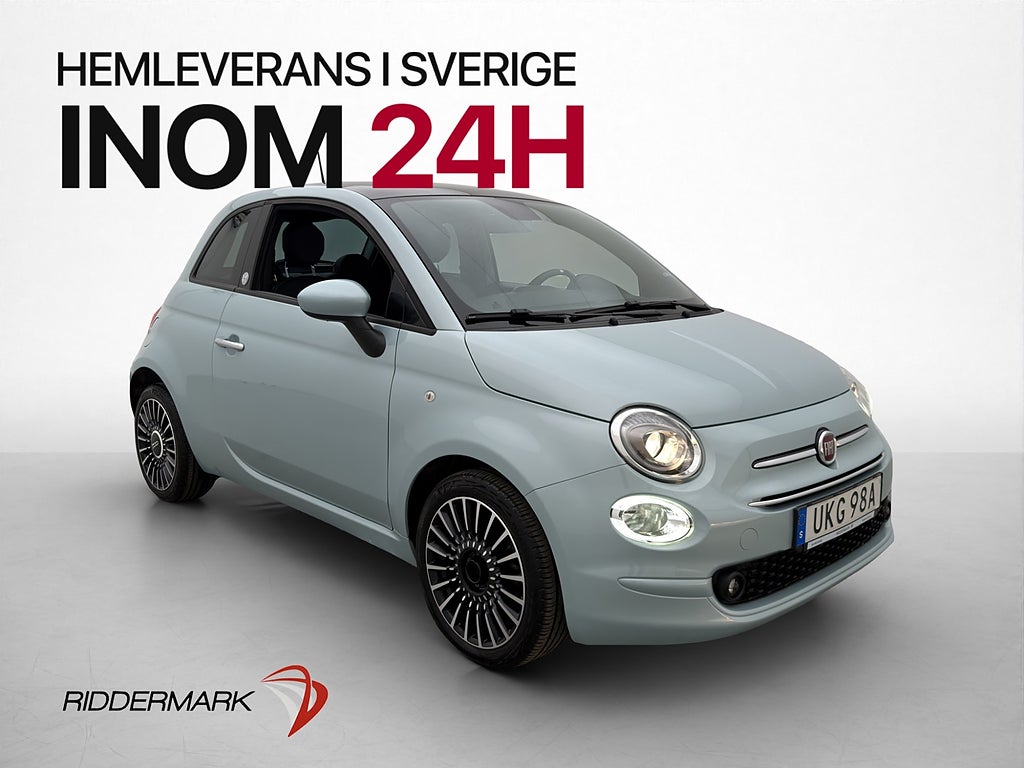 Fiat 500 Hybrid 70hk Lounge Pano Sensorer 0,39l/mil